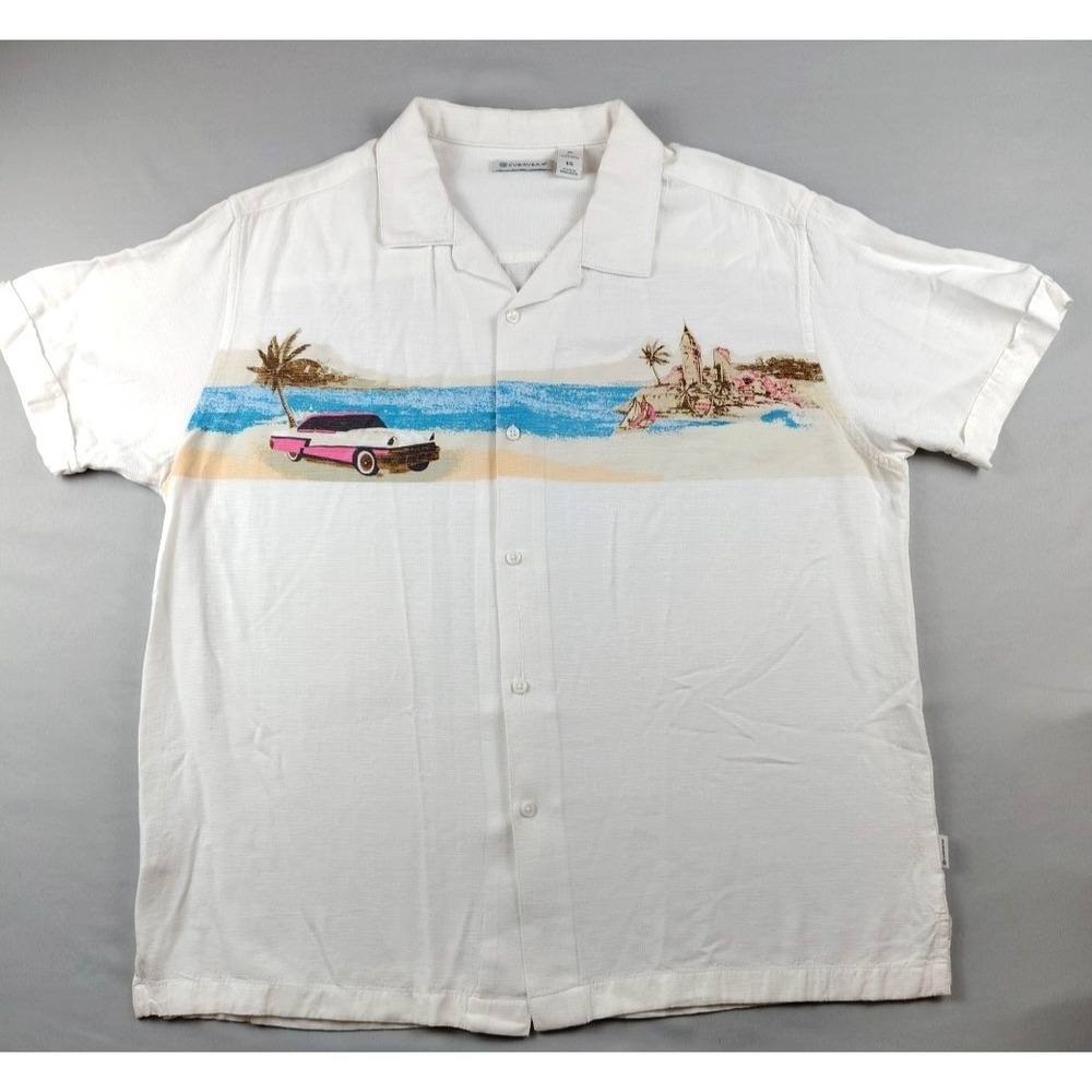 Cubavera Viscose Textured Camp Shirt Mens Size XL Lightweight Resort Beachwear
